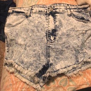 Acid wash high waisted jeans